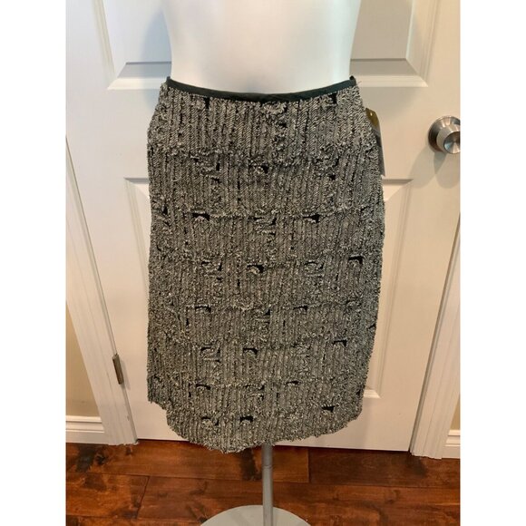 Marianne Kooimans Black & White 100% Silk Textured Straight Pencil Skirt, Size 2 - Picture 1 of 7